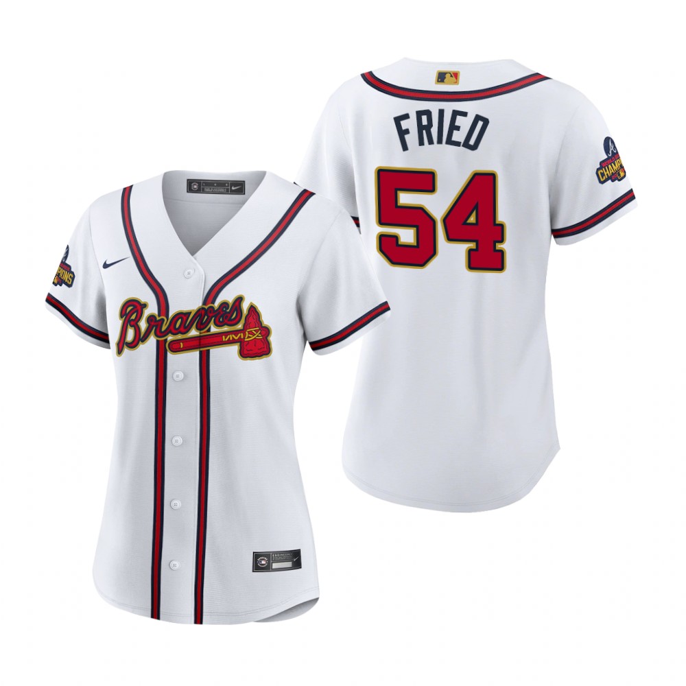 Women Max Fried Atlanta Braves White 2022 Gold Program Replica Jersey Women Max Fried Atlanta Braves White 2022 Gold Program Replica Jersey