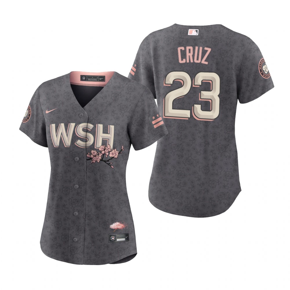 Women Washington Nationals Nelson Cruz Gray 2022 City Connect Replica Jersey Women Washington Nationals Nelson Cruz Gray 2022 City Connect Replica Jersey