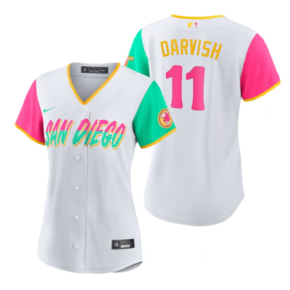 Women San Diego Padres Yu Darvish White 2022 City Connect Replica Jersey Women San Diego Padres Yu Darvish White 2022 City Connect Replica Jersey
