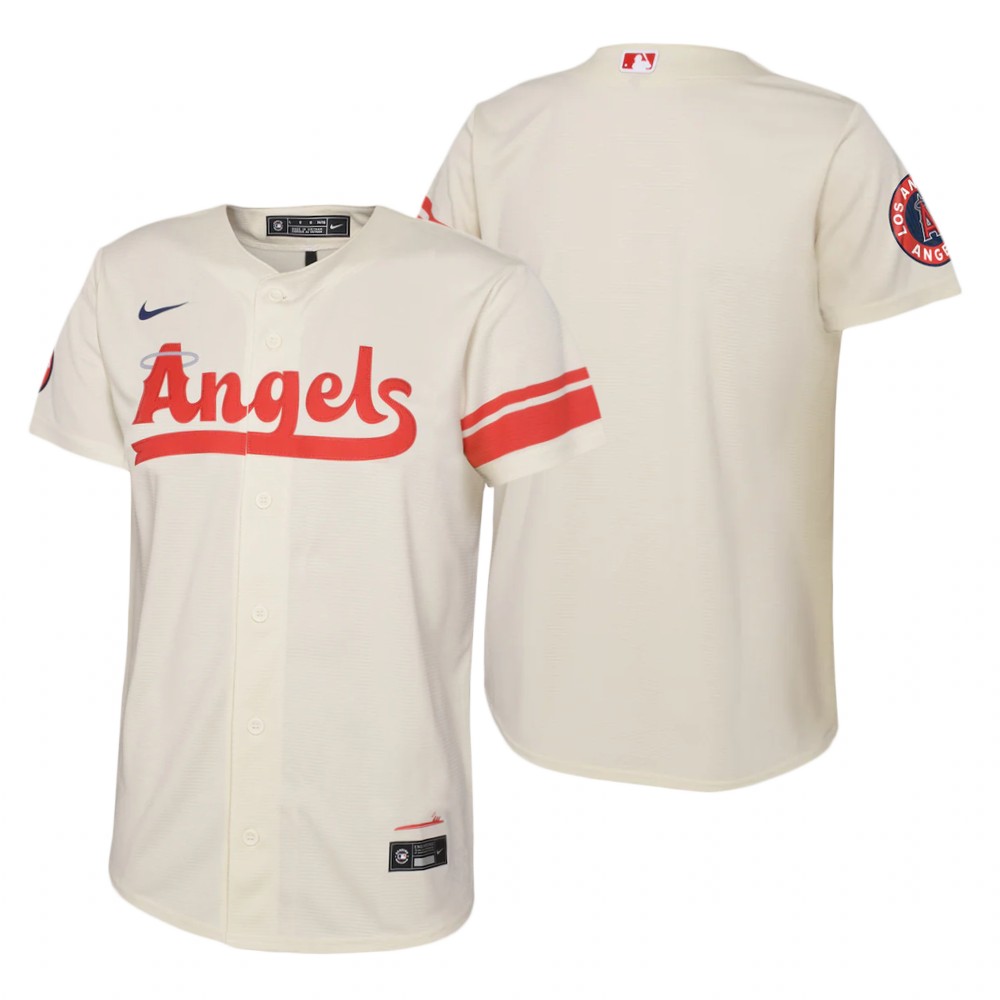Kids Los Angeles Angels Nike Cream 2022 City Connect Replica Team Jersey Kids Los Angeles Angels Nike Cream 2022 City Connect Replica Team Jersey