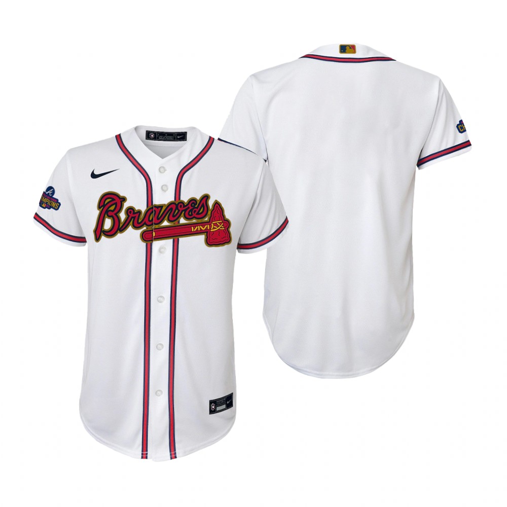 Kids Atlanta Braves White 2022 Gold Program Replica Jersey Kids Atlanta Braves White 2022 Gold Program Replica Jersey