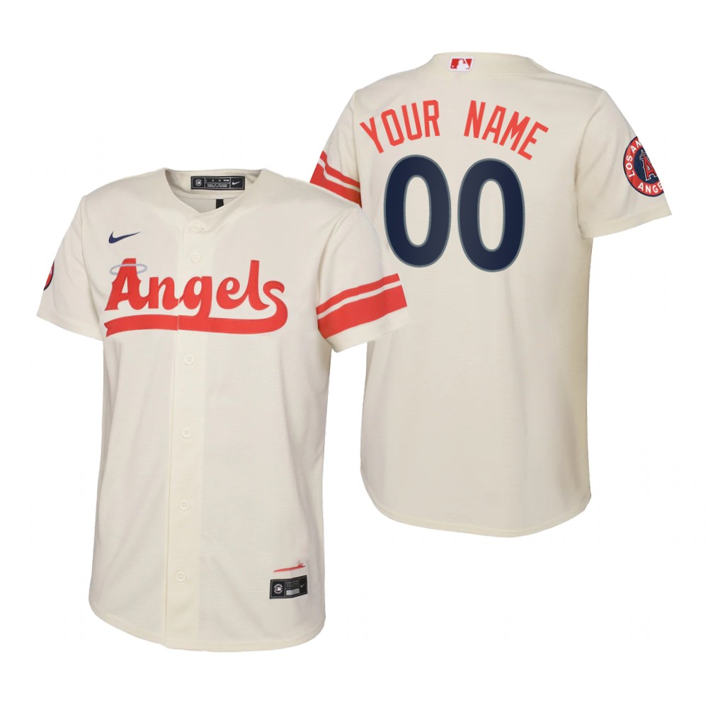 Kids Los Angeles Angels Custom Nike Cream 2022 City Connect Replica Jersey Kids Los Angeles Angels Custom Nike Cream 2022 City Connect Replica Jersey