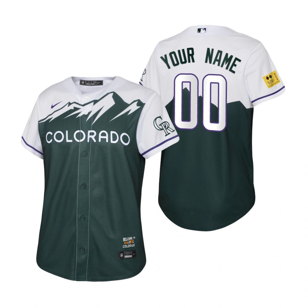 Kids Colorado Rockies Custom Nike Green 2022 City Connect Replica Jersey Kids Colorado Rockies Custom Nike Green 2022 City Connect Replica Jersey