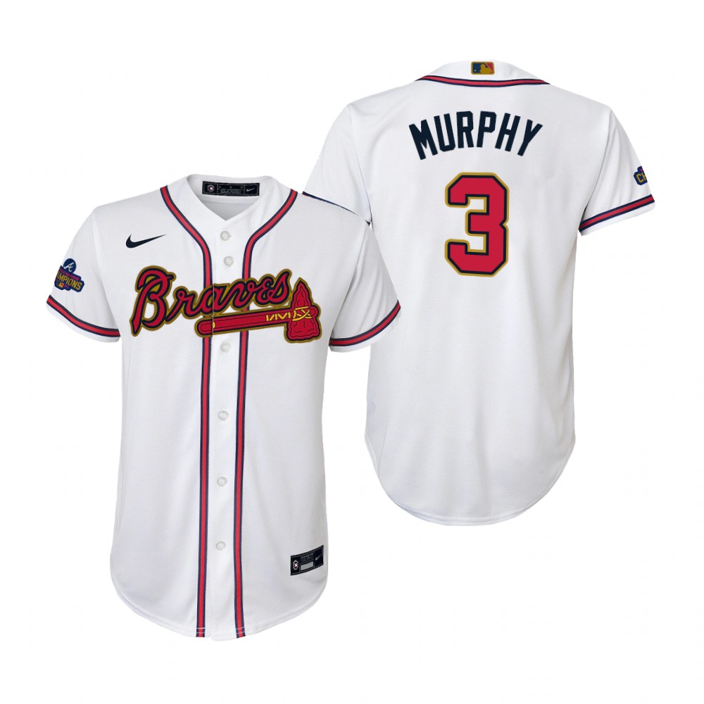 Kids Dale Murphy Atlanta Braves White 2022 Gold Program Replica Jersey