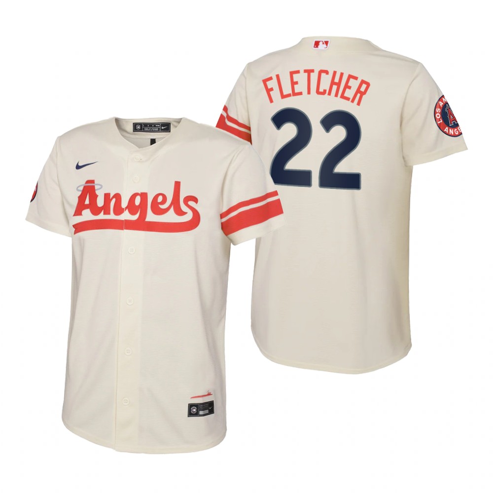 Kids Los Angeles Angels David Fletcher Nike Cream 2022 City Connect Replica Jersey
