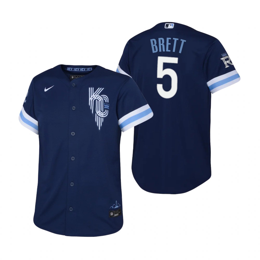 Kids Kansas City Royals George Brett Nike Navy 2022 City Connect Replica Jersey Kids Kansas City Royals George Brett Nike Navy 2022 City Connect Replica Jersey