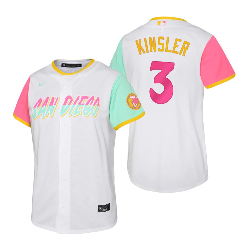 Kids San Diego Padres Ian Kinsler White 2022 City Connect Replica Jersey Kids San Diego Padres Ian Kinsler White 2022 City Connect Replica Jersey
