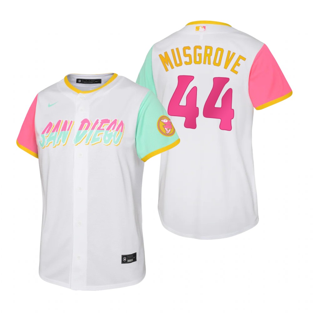 Kids San Diego Padres Joe Musgrove White 2022 City Connect Replica Jersey Kids San Diego Padres Joe Musgrove White 2022 City Connect Replica Jersey