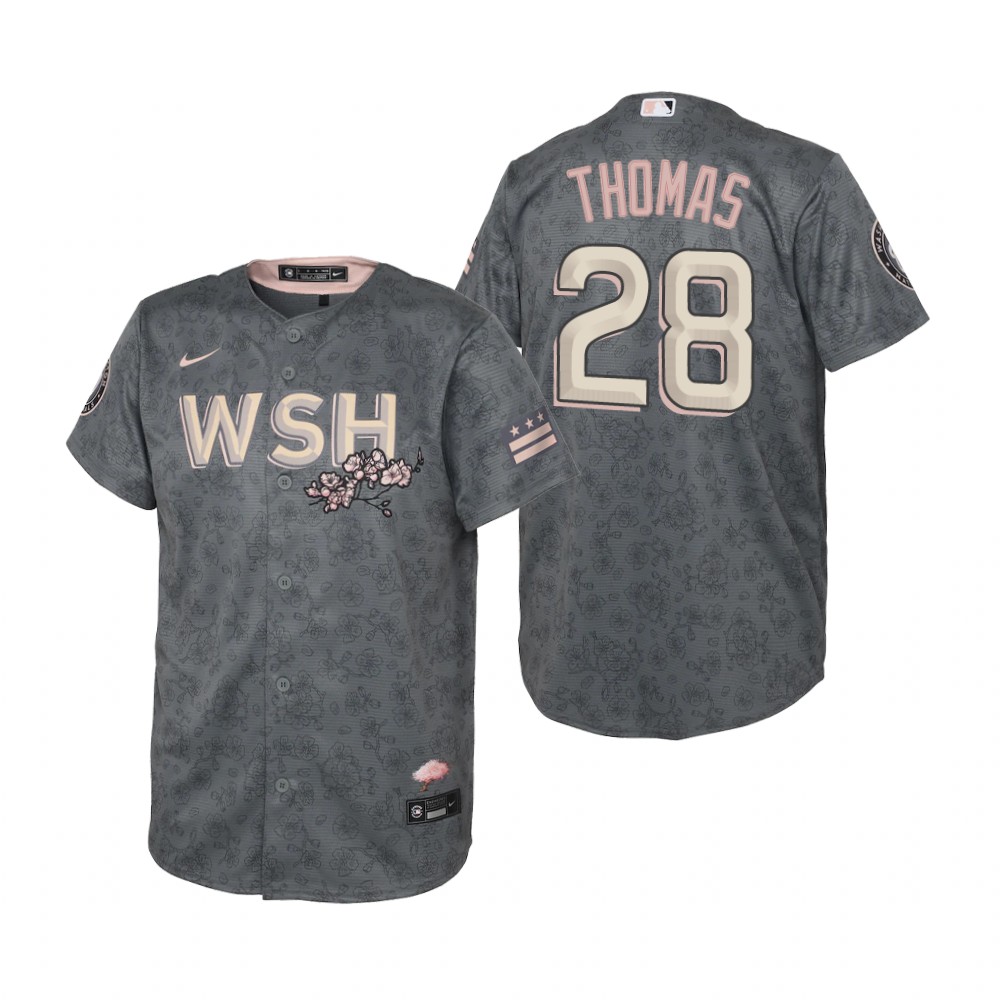 Kids Washington Nationals Lane Thomas Nike Gray 2022 City Connect Replica Jersey Kids Washington Nationals Lane Thomas Nike Gray 2022 City Connect Replica Jersey