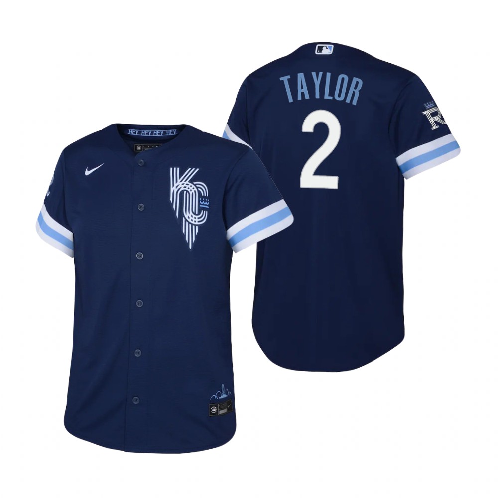 Kids Kansas City Royals Michael A. Taylor Nike Navy 2022 City Connect Replica Jersey Kids Kansas City Royals Michael A. Taylor Nike Navy 2022 City Connect Replica Jersey