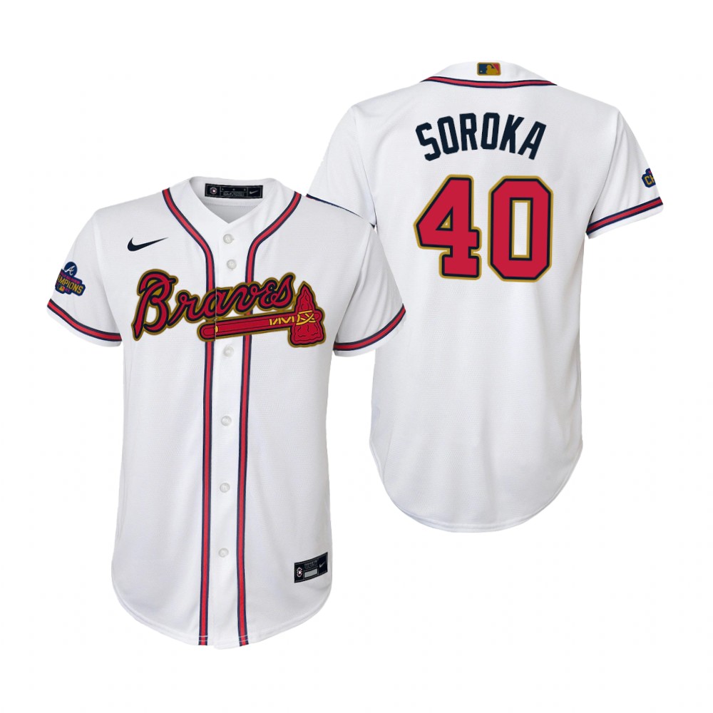 Kids Mike Soroka Atlanta Braves White 2022 Gold Program Replica Jersey Kids Mike Soroka Atlanta Braves White 2022 Gold Program Replica Jersey