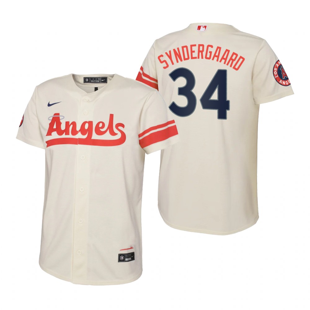 Kids Los Angeles Angels Noah Syndergaard Nike Cream 2022 City Connect Replica Jersey