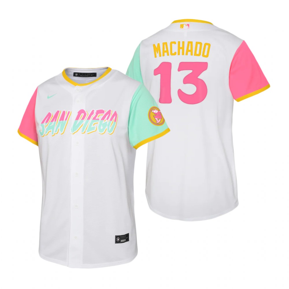 Kids San Diego Padres Manny Machado White 2022 City Connect Replica Jersey Kids San Diego Padres Manny Machado White 2022 City Connect Replica Jersey