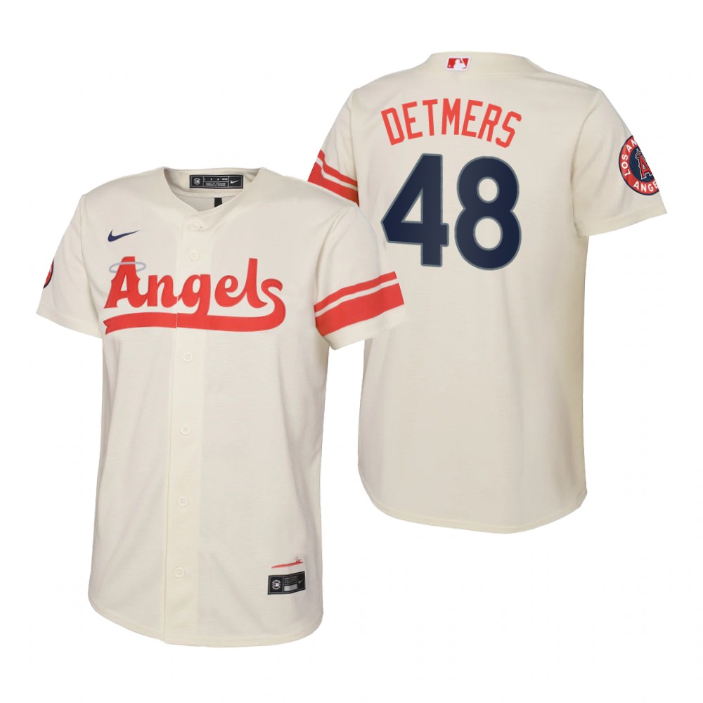 Kids Los Angeles Angels Reid Detmers Nike Cream 2022 City Connect Replica Jersey