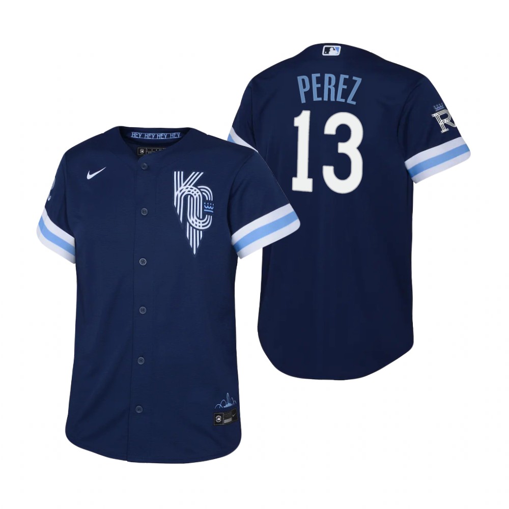 Kids Kansas City Royals Salvador Perez Nike Navy 2022 City Connect Replica Jersey