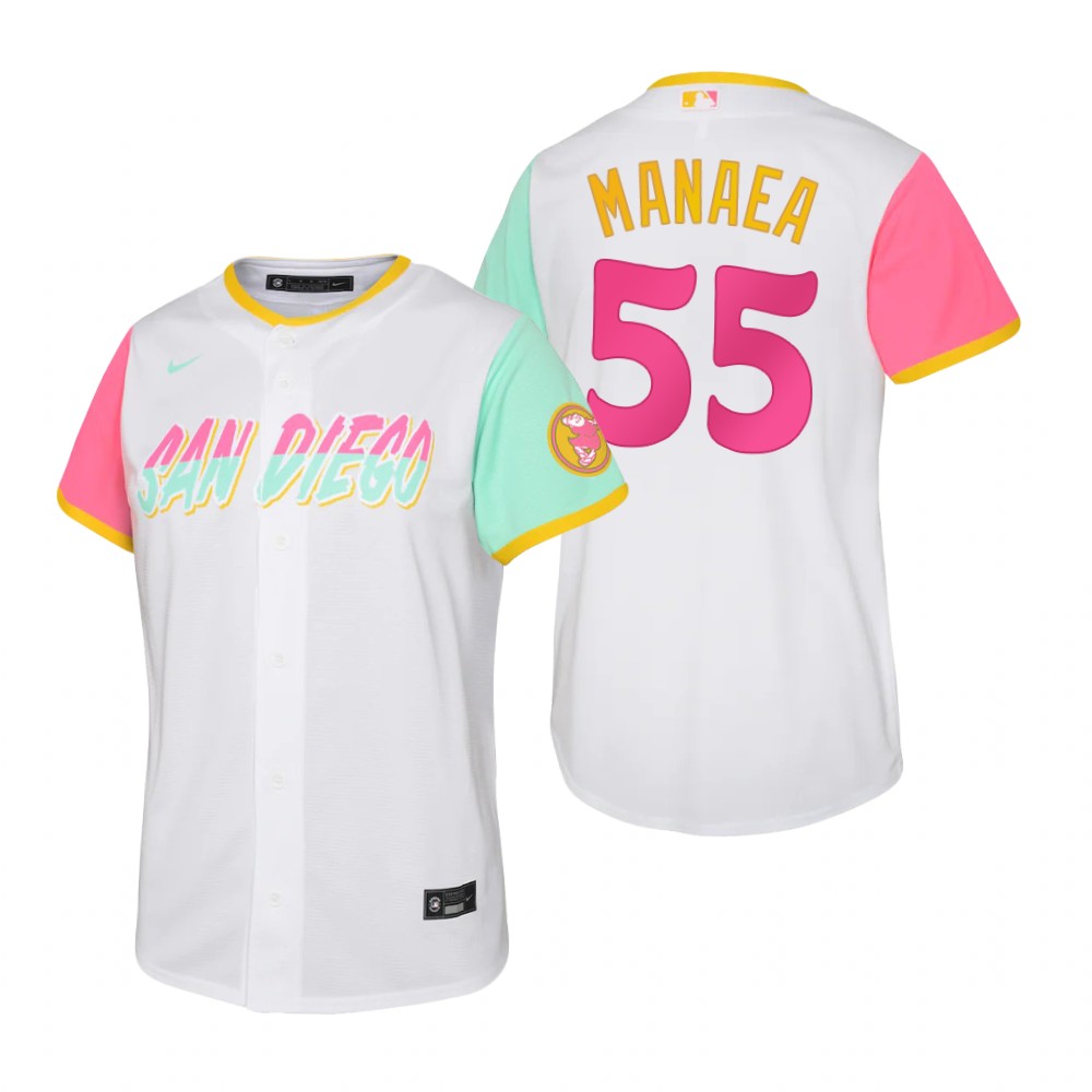 Kids San Diego Padres Sean Manaea White 2022 City Connect Replica Jersey Kids San Diego Padres Sean Manaea White 2022 City Connect Replica Jersey
