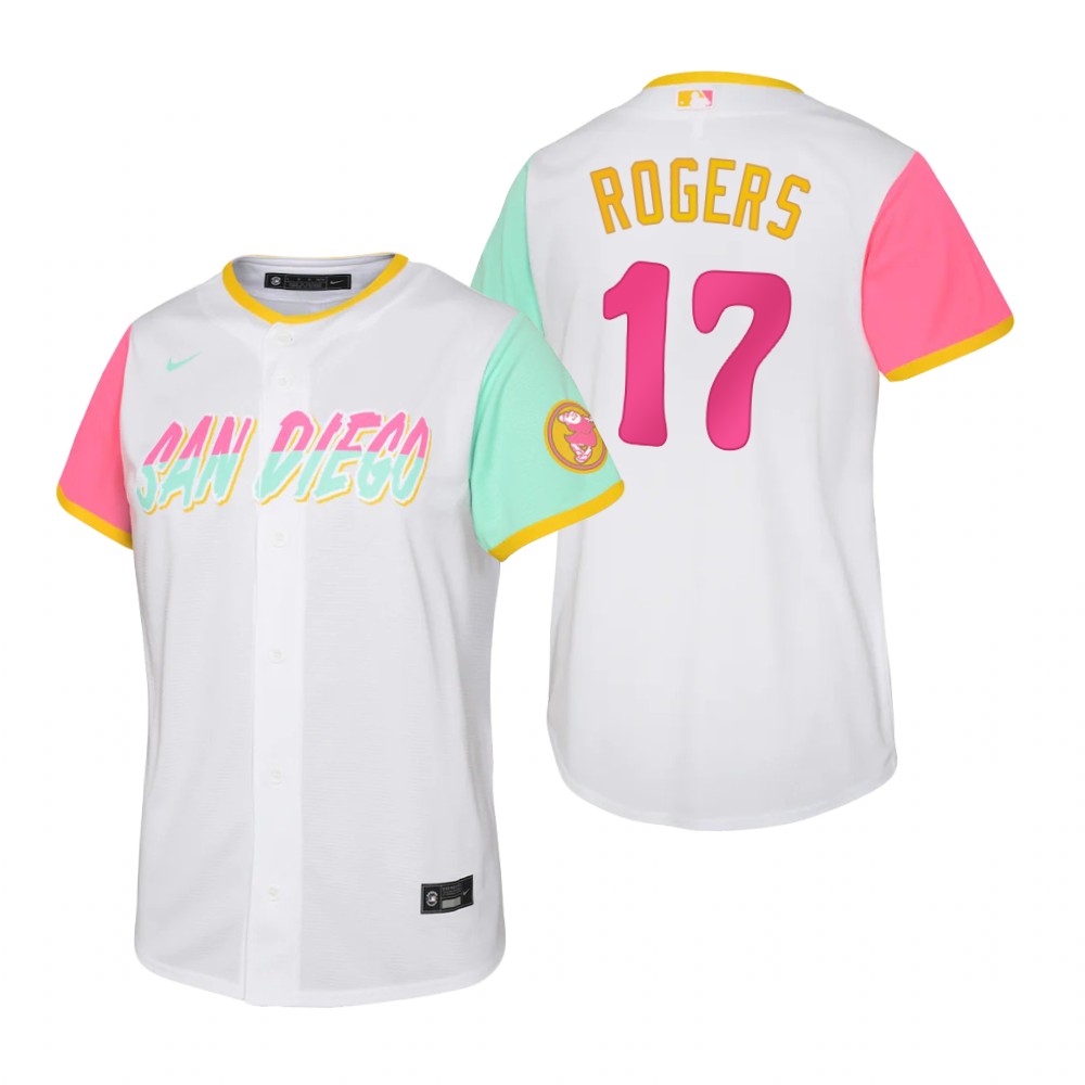 Kids San Diego Padres Taylor Rogers White 2022 City Connect Replica Jersey Kids San Diego Padres Taylor Rogers White 2022 City Connect Replica Jersey