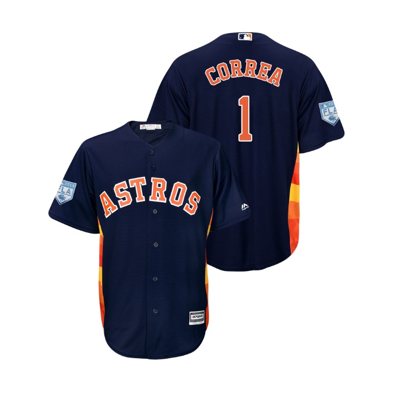 Houston Astros Navy #1 Carlos Correa Cool Base Jersey 2019 Spring Training