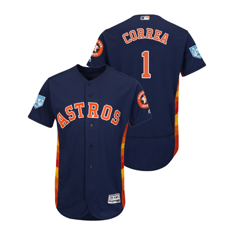 Houston Astros Navy #1 Carlos Correa Flex Base Jersey 2019 Spring Training
