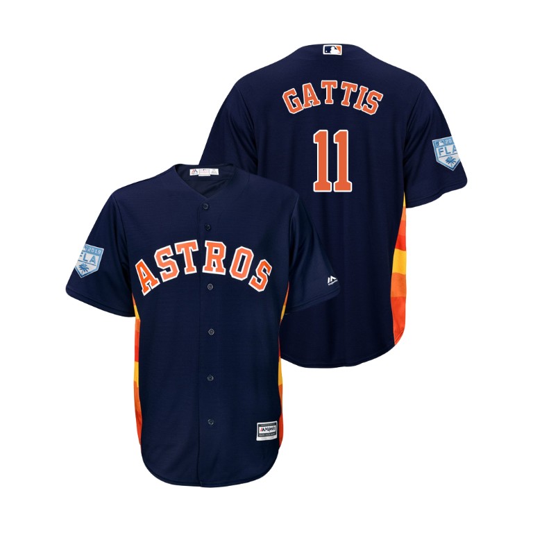 Houston Astros Navy #11 Evan Gattis Cool Base Jersey 2019 Spring Training