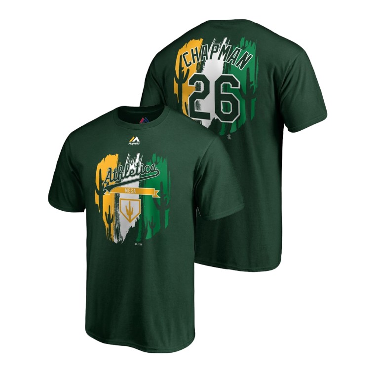 Oakland Athletics Green #26 Matt Chapman Majestic T-Shirt 2019 Spring Training Oakland Athletics Green #26 Matt Chapman Majestic T-Shirt 2019 Spring Training