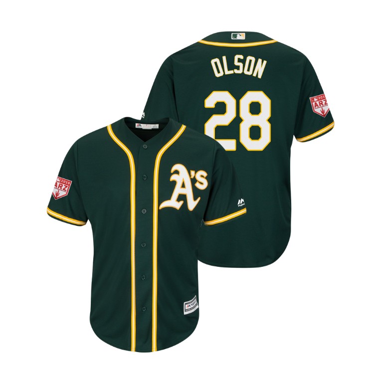 Oakland Athletics Green #28 Matt Olson Cool Base Jersey 2019 Spring Training