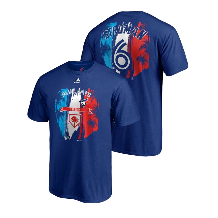 Toronto Blue Jays Royal #6 Marcus Stroman Majestic T-Shirt 2019 Spring Training Toronto Blue Jays Royal #6 Marcus Stroman Majestic T-Shirt 2019 Spring Training