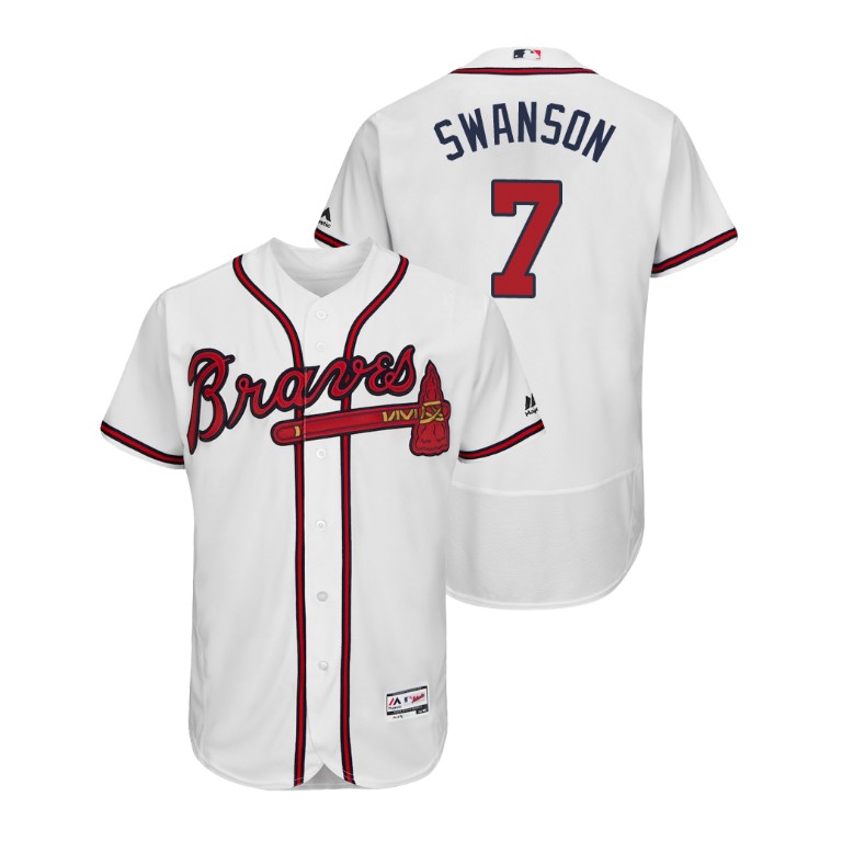 Atlanta Braves White #7 2019 Flex Base Dansby Swanson Home Jersey