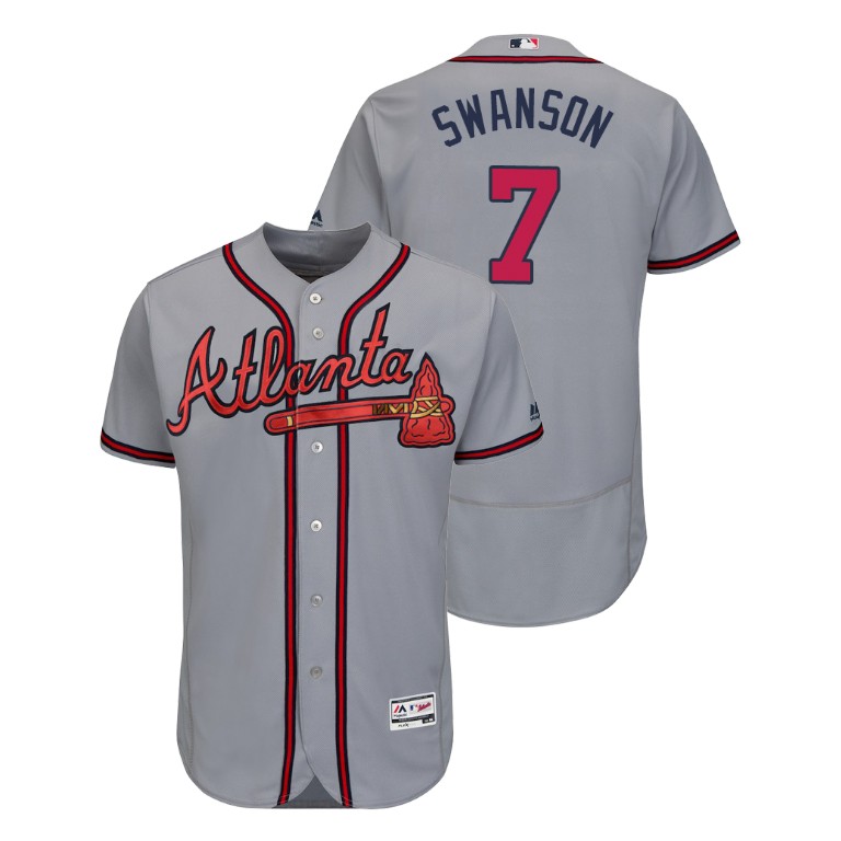 Atlanta Braves Gray #7 2019 Flex Base Dansby Swanson Road Jersey