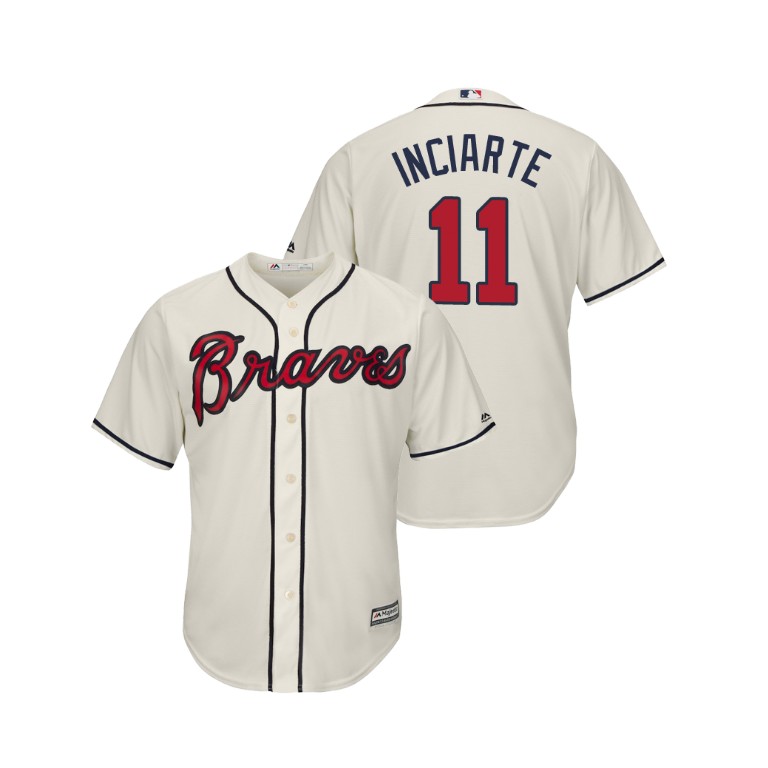Atlanta Braves Cream #11 2019 Cool Base Ender Inciarte Alternate Jersey