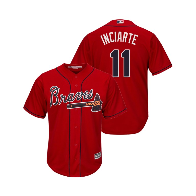 Atlanta Braves Scarlet #11 2019 Cool Base Ender Inciarte Alternate Jersey