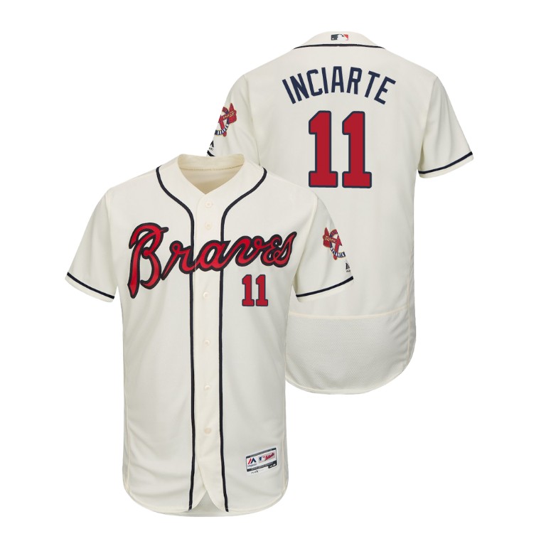 Atlanta Braves Cream #11 2019 Flex Base Ender Inciarte Alternate Jersey