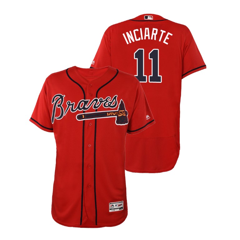 Atlanta Braves Scarlet #11 2019 Flex Base Ender Inciarte Alternate Jersey