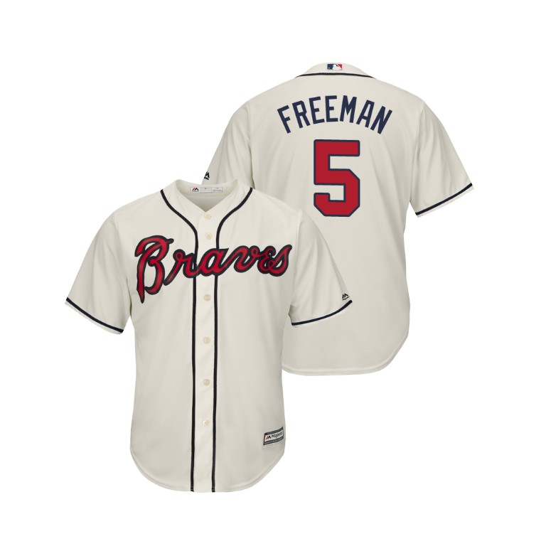 Atlanta Braves Cream #5 2019 Cool Base Freddie Freeman Alternate Jersey