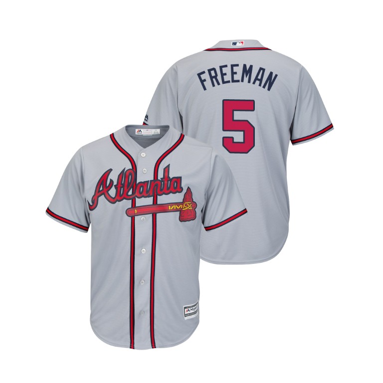 Atlanta Braves Gray #5 2019 Cool Base Freddie Freeman Road Jersey