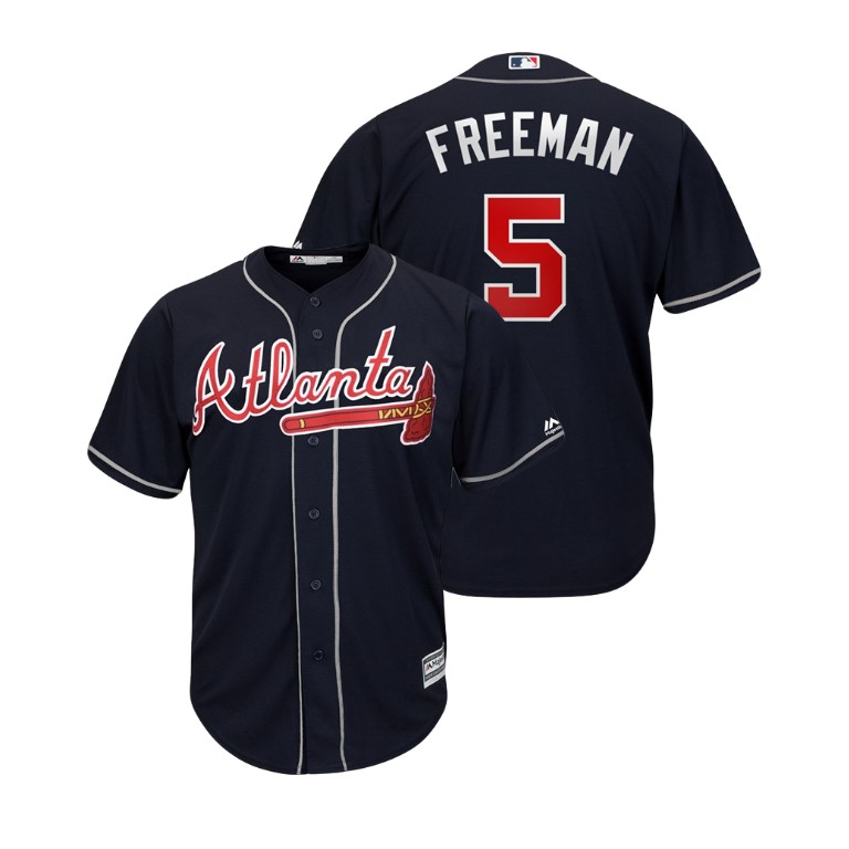 Atlanta Braves Navy #5 2019 Cool Base Freddie Freeman Alternate Jersey