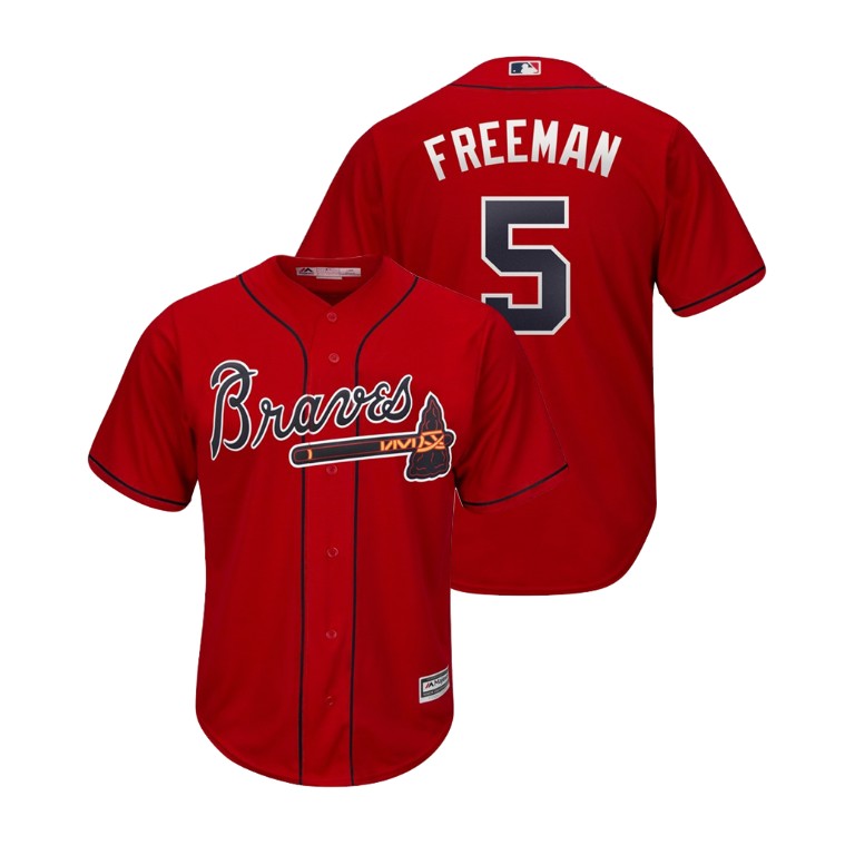 Atlanta Braves Scarlet #5 2019 Cool Base Freddie Freeman Alternate Jersey Atlanta Braves Scarlet #5 2019 Cool Base Freddie Freeman Alternate Jersey