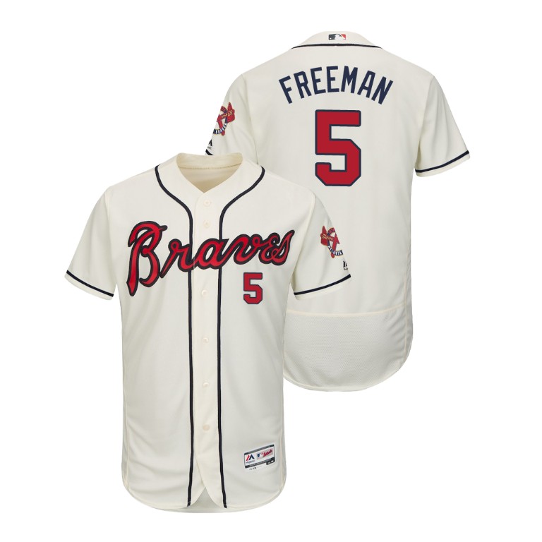 Atlanta Braves Cream #5 2019 Flex Base Freddie Freeman Alternate Jersey