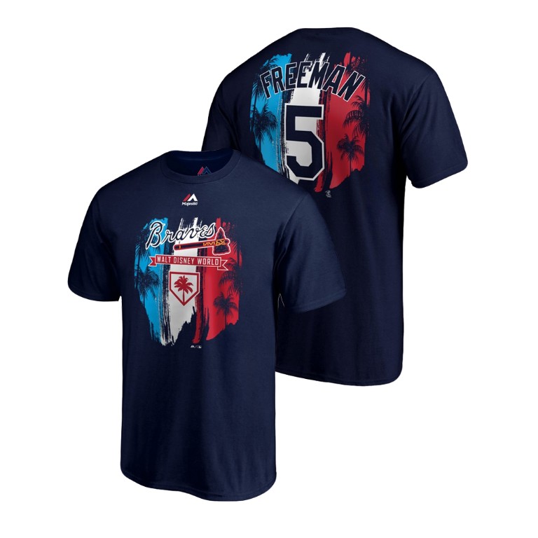 Atlanta Braves Navy #5 Freddie Freeman Majestic T-Shirt 2019 Spring Training