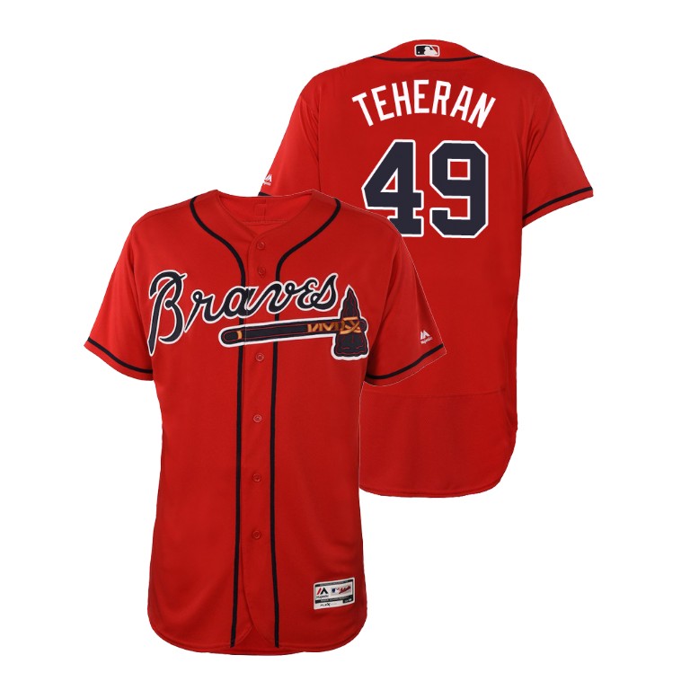 Atlanta Braves Scarlet #49 2019 Flex Base Julio Teheran Alternate Jersey