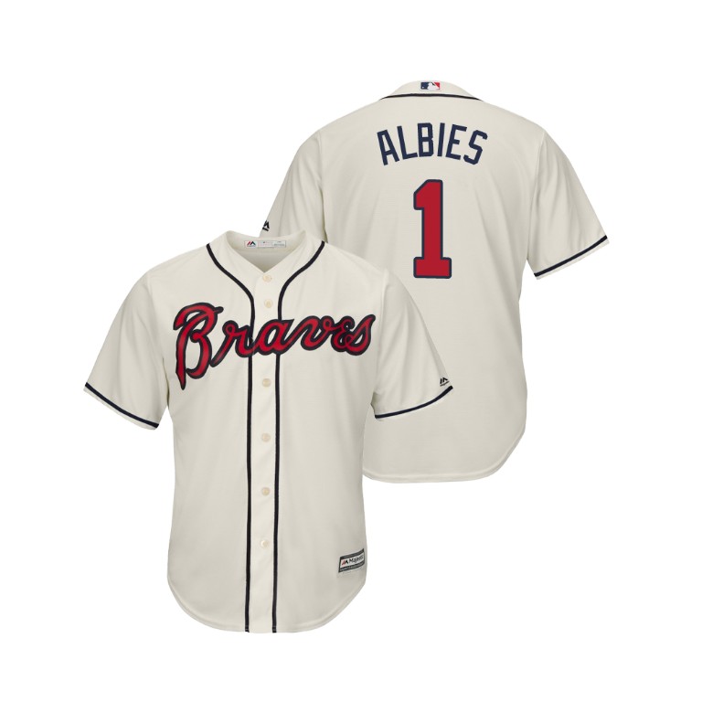 Atlanta Braves Cream #1 2019 Cool Base Ozzie Albies Alternate Jersey