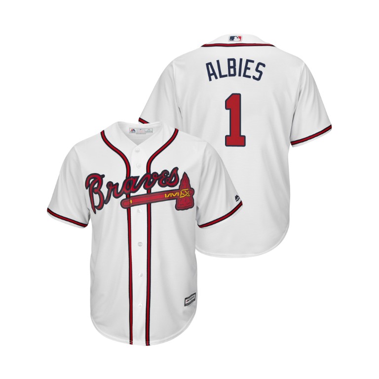 Atlanta Braves White #1 2019 Cool Base Ozzie Albies Home Jersey Atlanta Braves White #1 2019 Cool Base Ozzie Albies Home Jersey