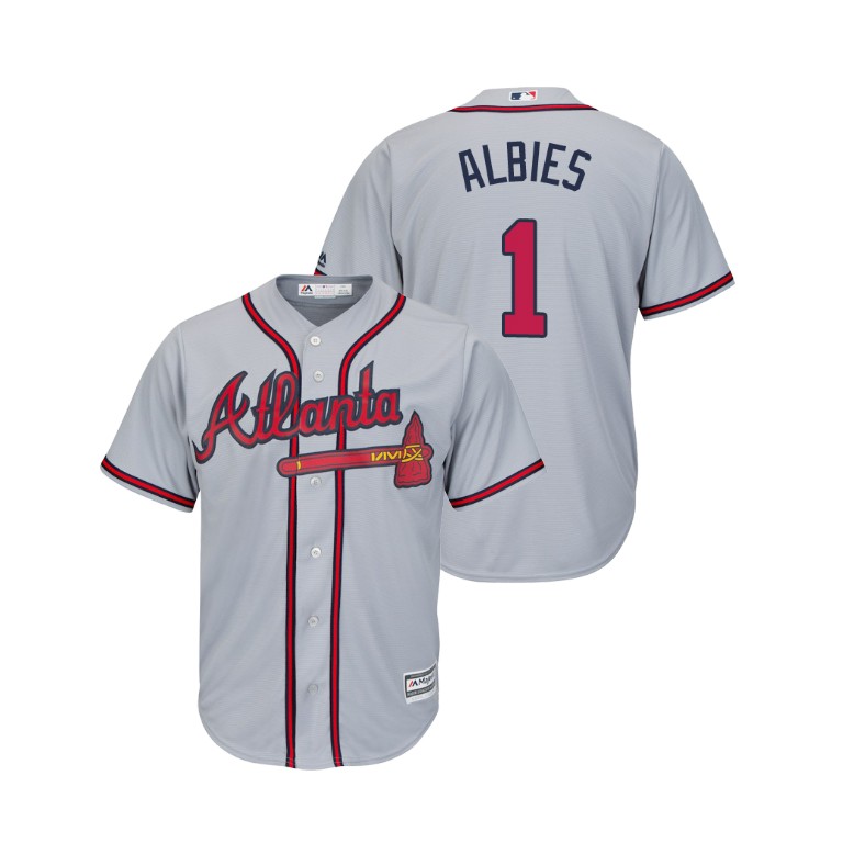 Atlanta Braves Gray #1 2019 Cool Base Ozzie Albies Road Jersey
