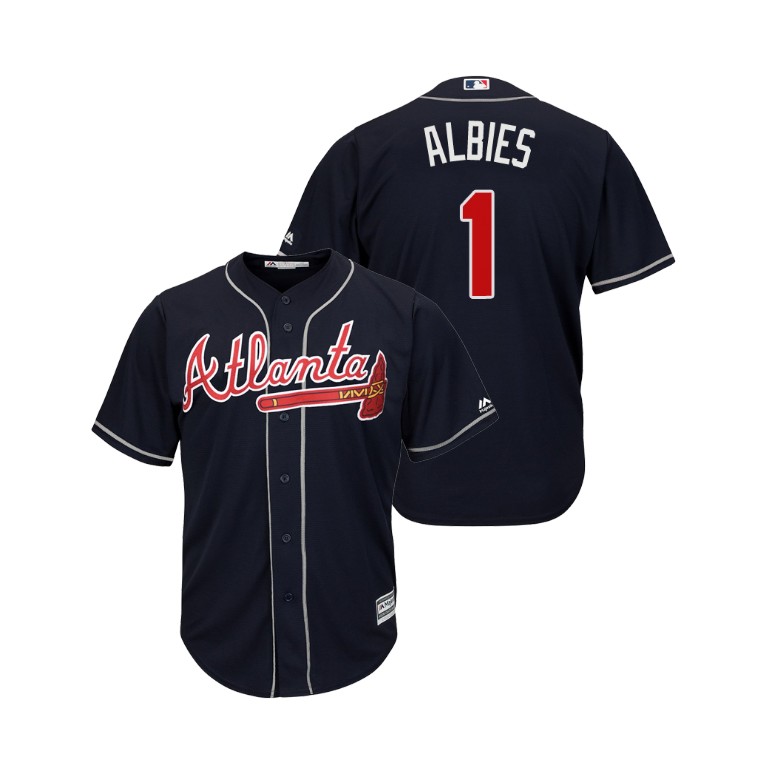 Atlanta Braves Navy #1 2019 Cool Base Ozzie Albies Alternate Jersey