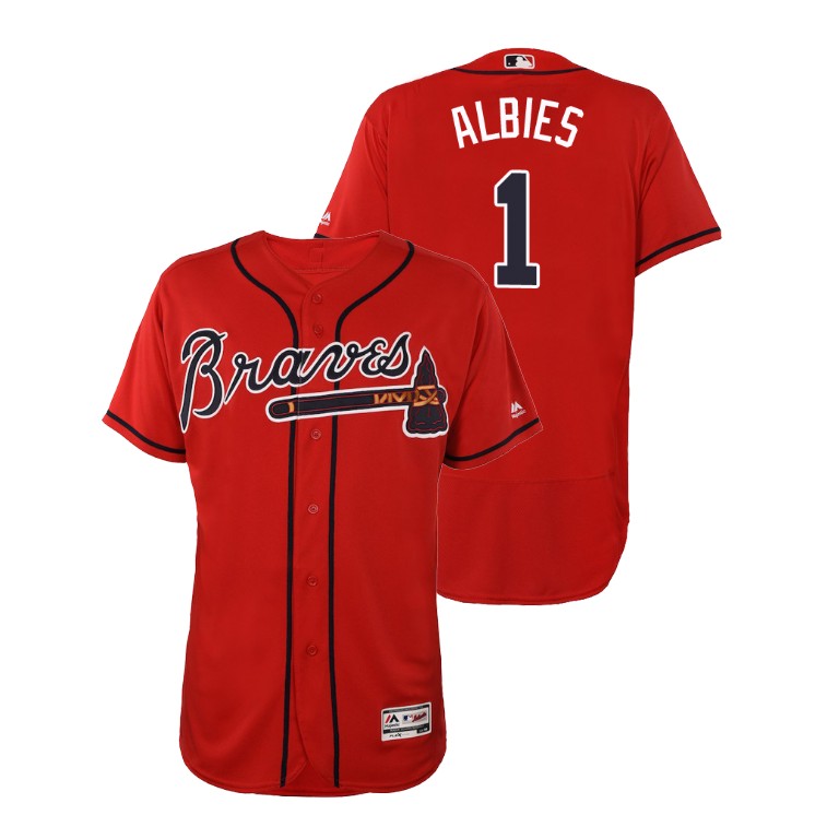 Atlanta Braves Scarlet #1 2019 Flex Base Ozzie Albies Alternate Jersey Atlanta Braves Scarlet #1 2019 Flex Base Ozzie Albies Alternate Jersey