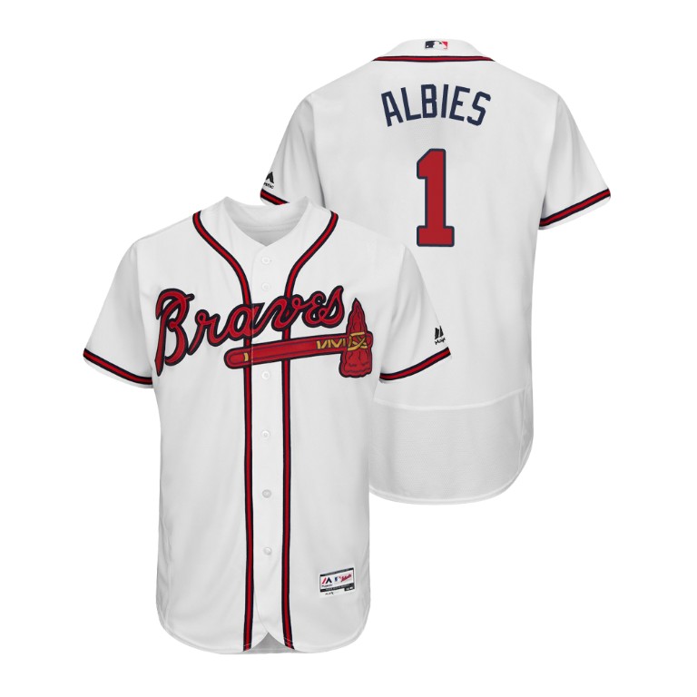 Atlanta Braves White #1 2019 Flex Base Ozzie Albies Home Jersey Atlanta Braves White #1 2019 Flex Base Ozzie Albies Home Jersey