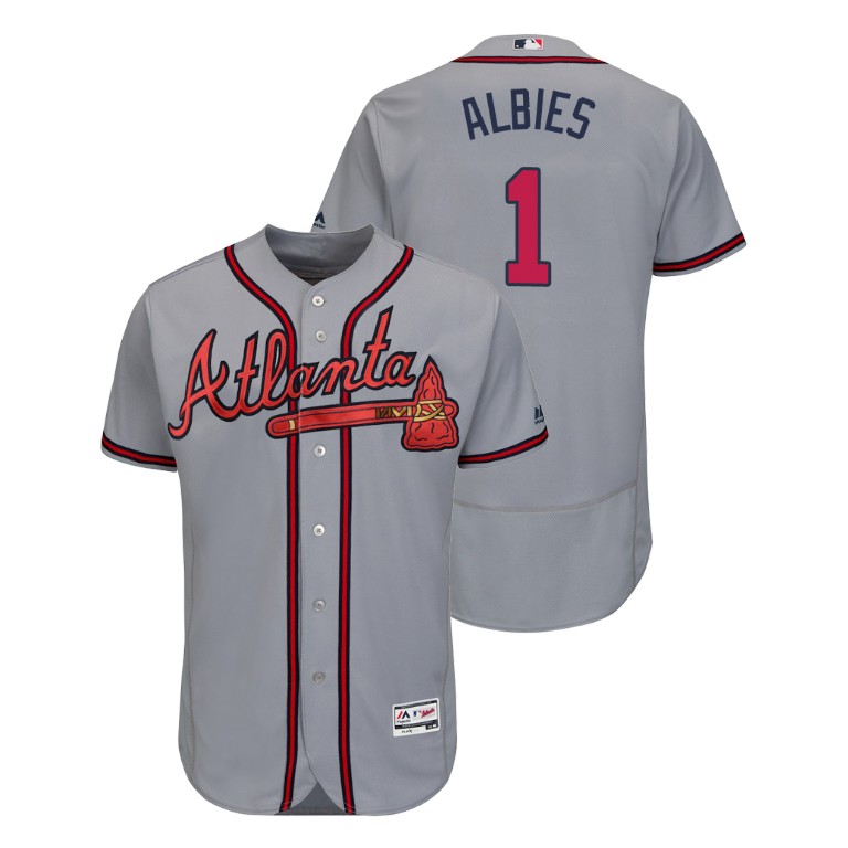 Atlanta Braves Gray #1 2019 Flex Base Ozzie Albies Road Jersey