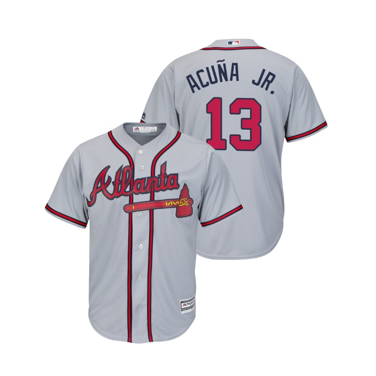 Atlanta Braves Gray #13 2019 Cool Base Ronald Acuna Jr. Road Jersey