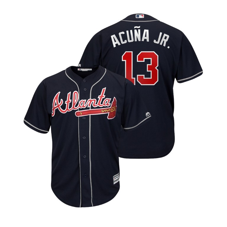 Atlanta Braves Navy #13 2019 Cool Base Ronald Acuna Jr. Alternate Jersey