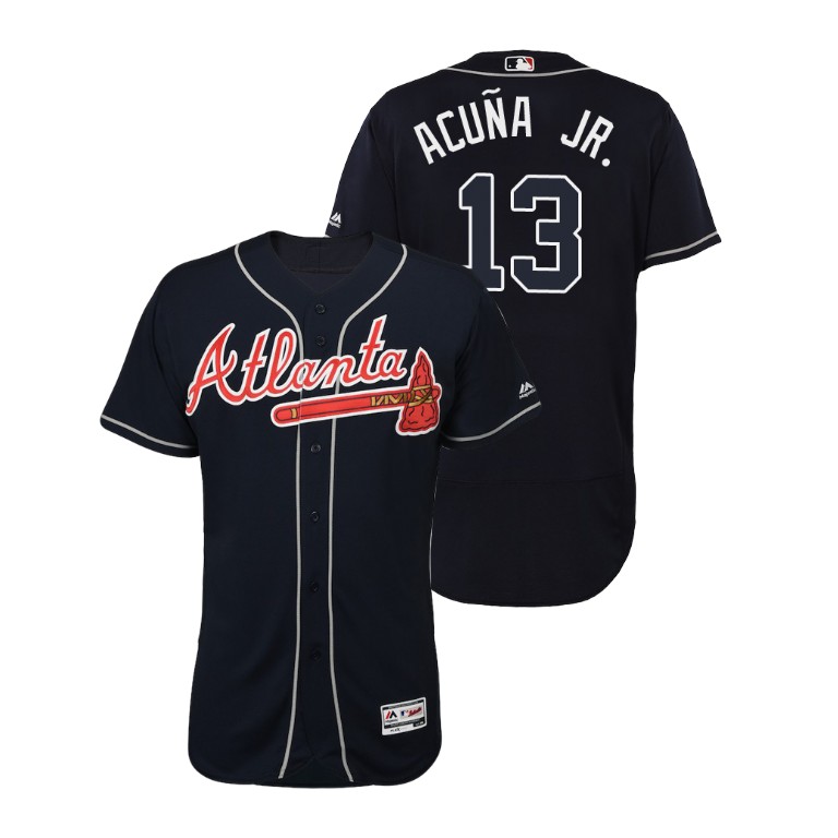 Atlanta Braves Navy #13 2019 Flex Base Ronald Acuna Jr. Alternate Jersey